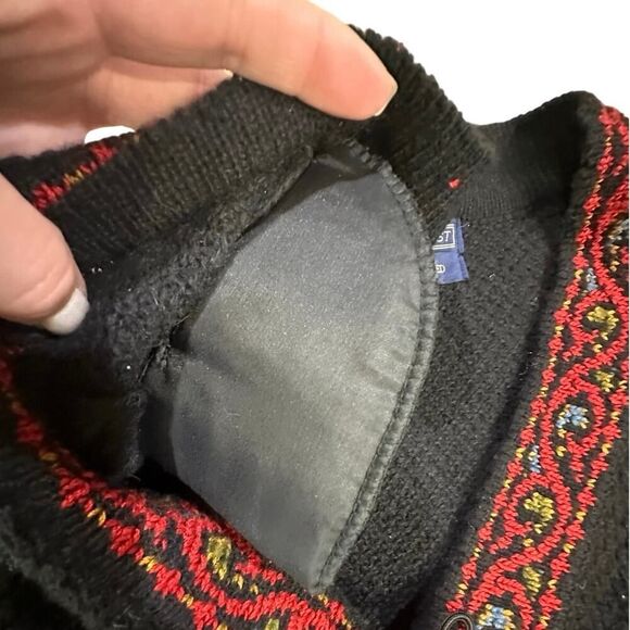 VINTAGE 100% Shetland Wool Hand Embroidered Icelandic Cardigan Women’s SZ Large - Picture 6 of 13